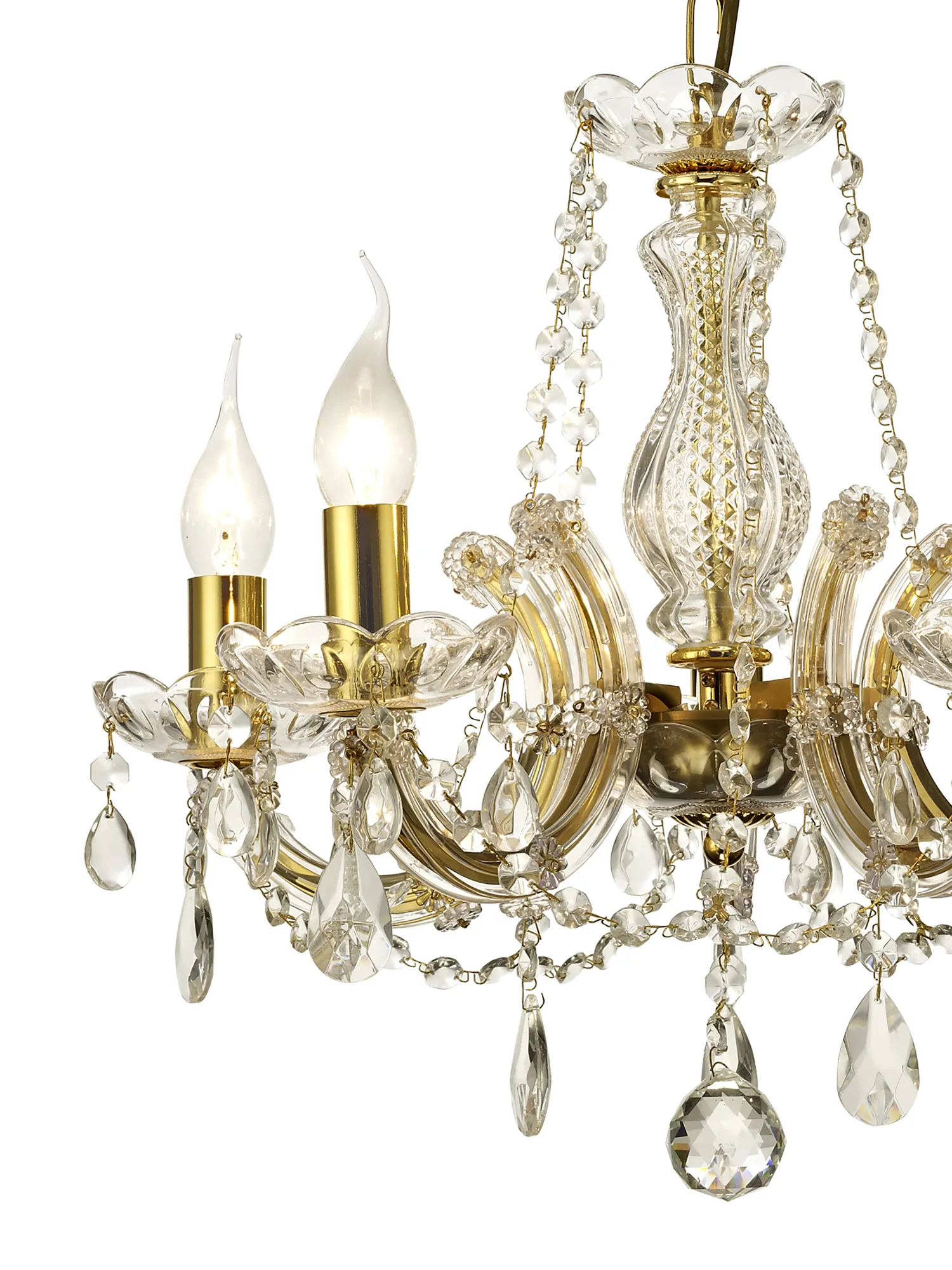 Gabrielle Glass Chandelier 5 Light (Glass Sconce) Polished Brass D0021  Deco Gabrielle